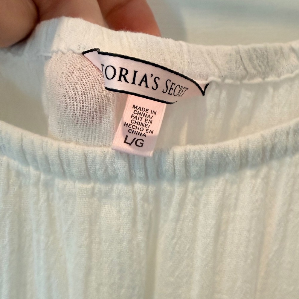 Victorias Secret Boho Hippie White Cotton Crochet Lace Tunic/Dress/Swim Cover L - Picture 3 of 6